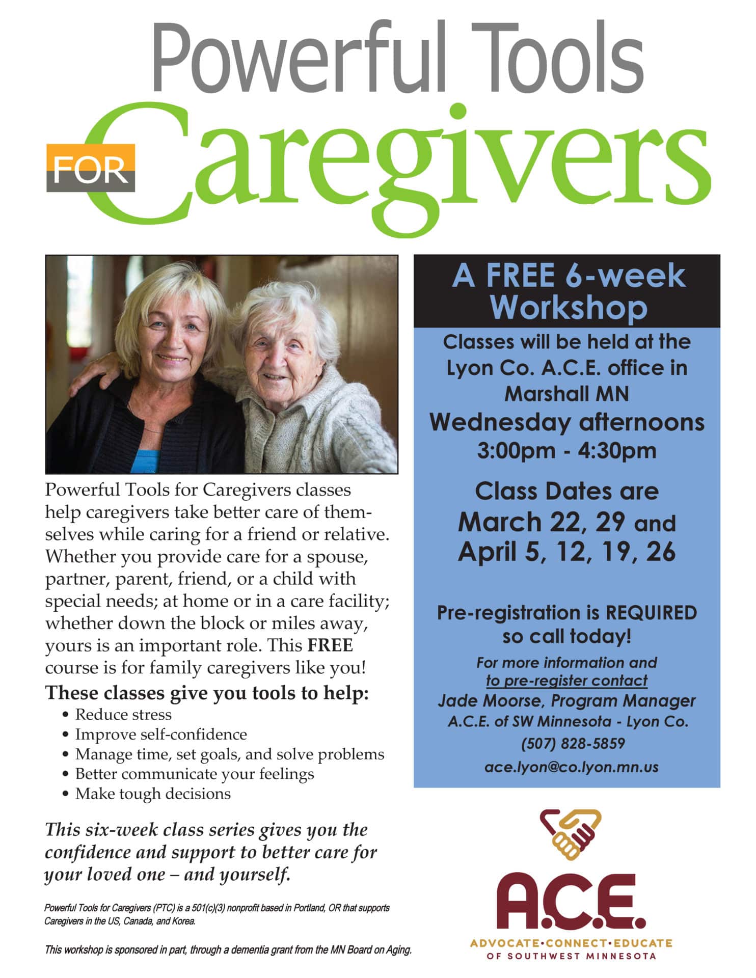 Powerful Tools for Caregivers Flyer LyonCo Office Mar Apr2023