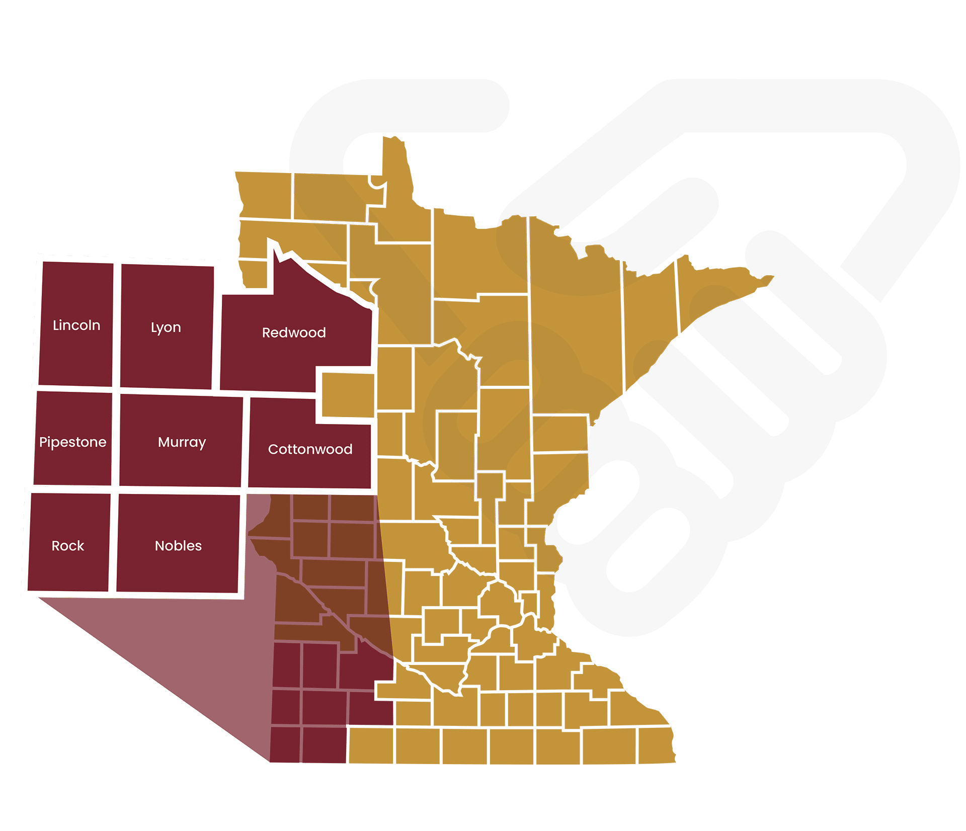 A.C.E. of Southwest Minnesota Service Map with Pipestone for website new