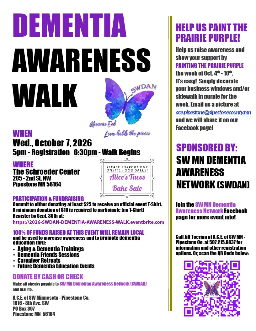 2026 swdan dementia awareness walk flyer