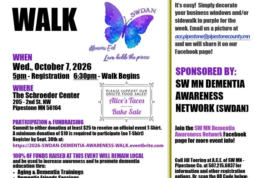 2026 swdan dementia awareness walk flyer